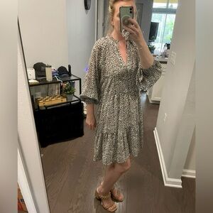 Tiny Floral Pattern Mini Dress with multi-wear sleeves